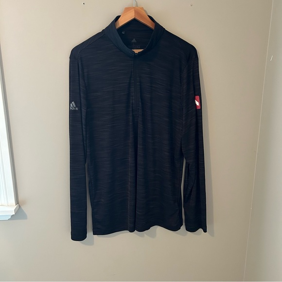Adidas Long Sleeve shirt in dark black/grey stripes - LARGE - Picture 1 of 11